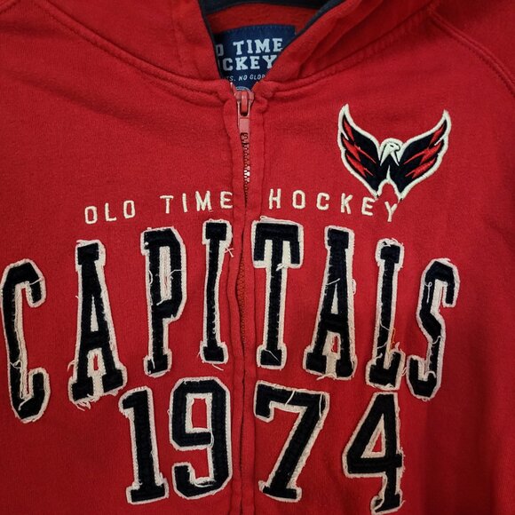 WASHINGTON CAPITALS Women's Hoodie LARGE Full Zip Up RED Old Time Hockey NHL B3 - Picture 3 of 6